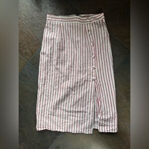 Forever 21 Red and White Linen Striped Skirt